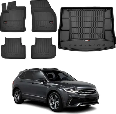 Produktbild von OMAC Fußmatten & Kofferraumwanne Set für VW Tiguan 2016-2020 Gummi Schwarz 5x