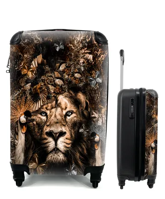 Produktbild von MuchoWow® Koffer Handgepäck Trolley Rollkoffer Kleine Reisekoffer mit 4 Rollen - Löwe - Luxus - Vögel - Cabin Size < 55x40x23 cm & 55x40x20 cm - Fotokoffer - Kabinenkoffer - Boardgepäck - Reise-Box - Reisekoffer - Reisegepäck - Koffer mit Bild - Trolley für Kinder