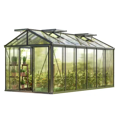 Produktbild von GFP Gewächshaus Diamas 24 Light 235x460 cm mit integriertem Fundament 12 mm Doppelstegplatten, Farbe Anthrazit