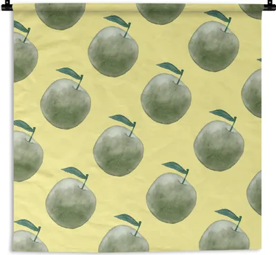 Produktbild von MuchoWow® Wandteppich Wandbehang Äpfel - Obst - Grün 150x150 cm Tapisserie Dekoration Wandtuch - Wohnaccessoires - Modernes