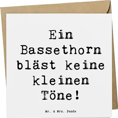 Produktbild von Mr. & Mrs. Panda Grußkarte Spruch Bassethorn Klänge - Weiß - Geschenk, Holzblasinstrument, Lernen, Instrument, doppelkarte, Klarinettenfamilie, Klappkarte, faltkarte