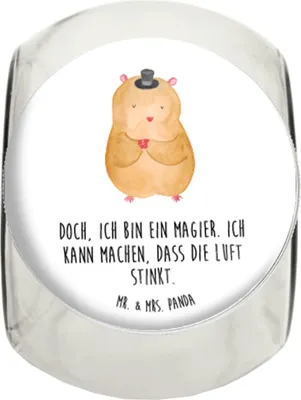 Produktbild von Mr. & Mrs. Panda Süßigkeiten Glas Hamster Hut XL 2000ml - Weiß - Geschenk, Aufbewahrungsdose, Vorratsglas, Zauberer, Zwerghamster, Lustige Sprüche, keksdose, Teedose
