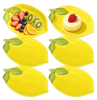 Productafbeelding van Set van 6 Keramische Borden - Citroenvorm - 15 x 10.5 cm