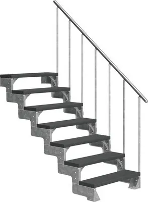 Produktbild von Aussentreppe Pertura Tallis mit Geländer 7 Steigungen 80 cm anthrazit