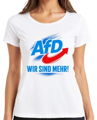 Obrázek produktu pro Tričko s nápisem "AfD Wir Sind Mehr Deutschland Patriot", bílé barvy, velikost M. (Sarkastický výrok.)