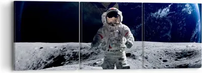 Produktbild von Bild auf Leinwand - Leinwandbild - Astronaut Mond Erde Raum - 90x30cm - Wand Bild - Wanddeko - Leinwanddruck - Bilder - Kunstdruck - Wanddekoration - Leinwand bilder - Wandkunst - CA90x30-2864