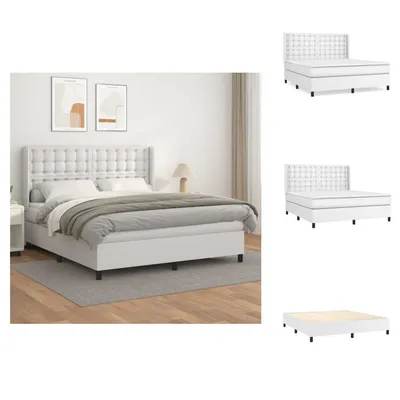 Productafbeelding van vidaXL Boxspringbed met matras, wit, 160x200 cm, kunstleer - Bedden & bedbodems