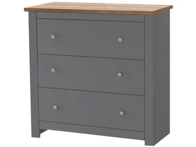 Produktbild von Eddie | Kommode 3 Schubladen Eiche Grau