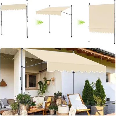 Productafbeelding van Parasol - 350 cm - Scheurbestendig - UV- en waterbescherming voor balkon, terras en tuin - Beige