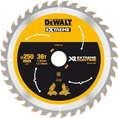 Immagine prodotto di Lama per sega circolare Dewalt DT 99572 Extreme Runtime 250 x 30 x 2,16 mm 36 denti