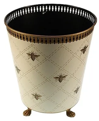 Productafbeelding van Meander prullenbak, crèmekleurig, met bijtjesmotief, Ø26xH30cm