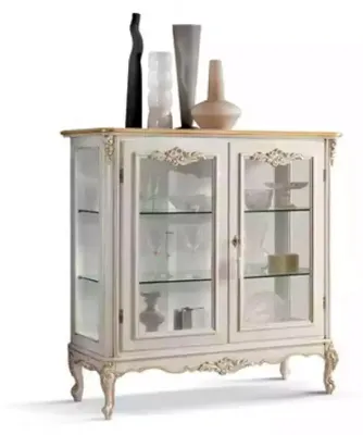 Produktbild von Glasschrank Luxus Vitrine Weiß Vitrine Klassische Italienische Möbel