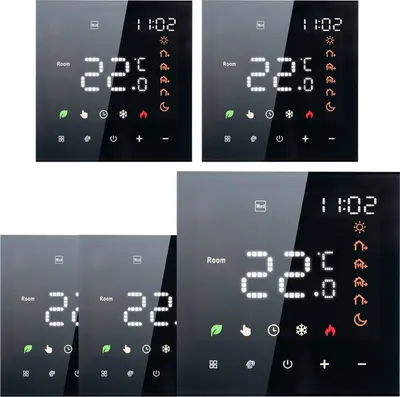 Obrázok produktu pre 5x inteligentný termostat, digitálny LCD dotykový termostat, nástenný termostat pre ohrev teplej vody 3A a podlahové kúrenie, čierny
