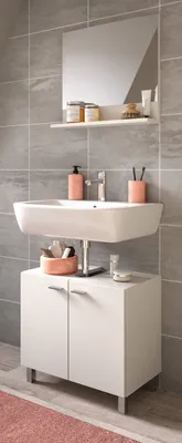 Produktbild von Badmöbel Set "Lowell" weiß Badkombination mit Waschbeckenunterschrank hängend / stehend