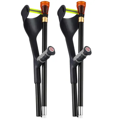 Produktbild von doppelte ellbogenstöcke, faltbar Forearm Crutches, rutschfest,,reflektierend, mobilitätshilfe,10-stufen