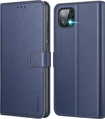 Produktbild von Samsung Galaxy A22 5G Handyhülle Leder Flipcase Blau mit Kartenschlitzen