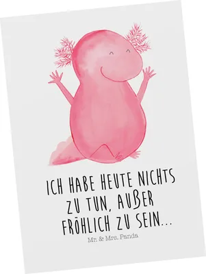 Produktbild von Mr. & Mrs. Panda Postkarte Axolotl Hurra - Weiß - Geschenk, Spaß, Fröhlich, Ansichtskarten, Zufriedenheit, Lurch, Postkarten, Fotokarte, Ansichtskarte, Grußkarte