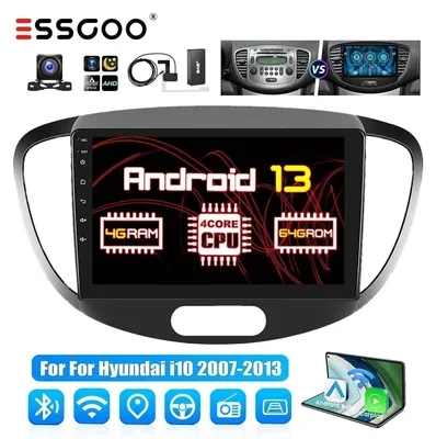 Produktbild von Autoradio 9 Zoll Touchscreen für Hyundai i10 2007-2012 mit Carplay Android Auto GPS Navigation DAB+ Freisprechanlage Lenkradsteuerung Android 13 4GB RAM