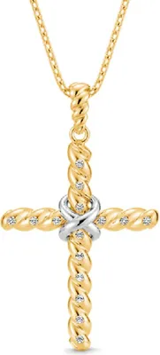Produktbild von Gnoce Halskette Kreuz DFDN037 Silber vergoldet
