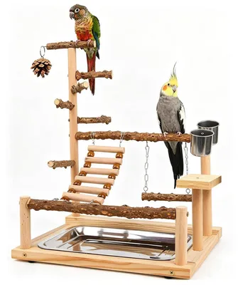 Produktbild von Vogelspielplatz Holz mit Futternapf Schaukel Leiter 45x37x26 cm