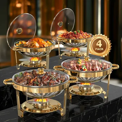Produktbild von WARMOUNTS Buffetwärmer Goldene Chafing Dishes für Buffet