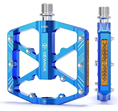 Produktbild von Fahrradpedale mit Reflektoren, 3 abgedichtete Lager, rutschfeste CNC-Aluminium-Plattform, 9/16 Zoll für Rennrad, MTB, E-Bike, Blau