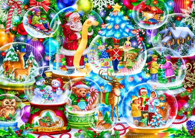 Zdjęcie produktu dla Puzzle Din Lemn Christmas Snowballs L, drewniane miasto, 505 sztuk