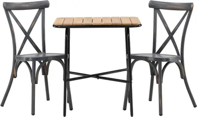 Produktbild von Holmbeck Gartenset Tisch, 2 Stühle  natur,dunkel grau.