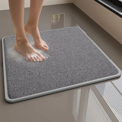 Immagine prodotto di Tappetino da doccia in loofah antiscivolo, colore grigio, 60 x 60 cm