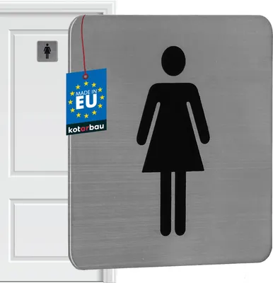 Produktbild von KOTARBAU® WC Schild 7 x 7 cm Edelstahl Quadratisches Schild Silber Damen-Piktogramm Gäste WC Türschilder WC Deko Toilettenschild WC Türschild WC Schild Selbstklebend Türschild WC Aufkleber Tür