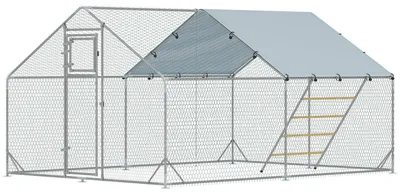 Zdjęcie produktu dla Kurnik dla 12-18 kur – Przestronny kurnik | Kolor: srebrny | Wymiary: 300x400x195 cm