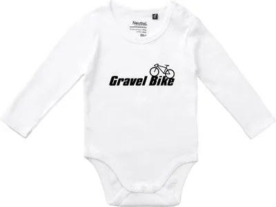 Produktbild von Huuraa Baby Body Gravel Bike Fahrrad 62 White  Baumwolle Fairtrade Langarmbody Geschenkidee