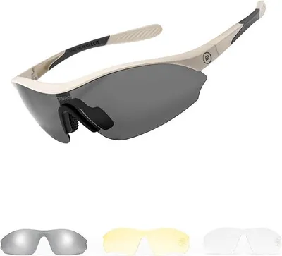 Obrázek produktu pro ROCKBROS cyklistické brýle s polarizačními čočkami UV400, sportovní brýle, 25 g, lehké běžecké brýle s nastavitelnými nosními podložkami, barva: teplá šedá matná / šedá