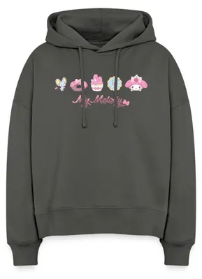 Produktbild von Spreadshirt My Melody Mit Flat Und Gebäckstücken Frauen Boxy Organic Hoodie, XL, Anthrazit