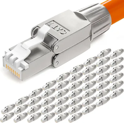 Produktbild von hb-digital 48x Netzwerkstecker CAT7 schmal RJ45 LSA STP Zinklegierung