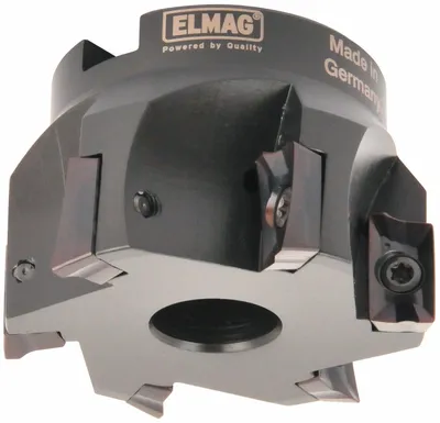 Produktbild von ELMAG Eckfräser 90° DM 100mm, 8-Schneiden, Aufnahme 32mm, ohne Wendeplatten (APKT,APHX)