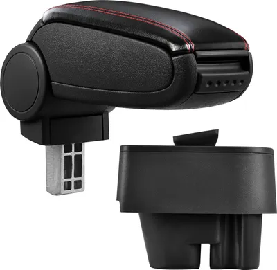 Produktbild von Armlehne Mittelarmlehne MAL Leder Bezug Schwarz / Rot für Peugeot 207 + SW +CC