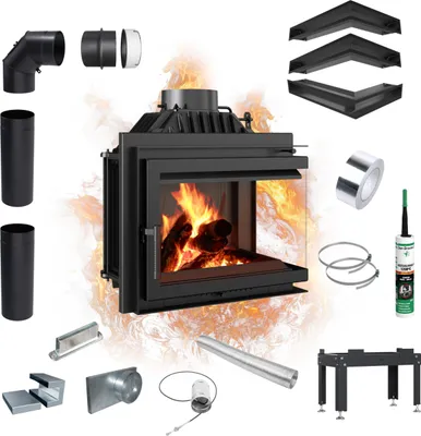 Produktbild von Kamineinsatz Gusseisen KRATKI SIMPLE rechts 8 kW Ø 200