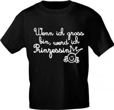 Produktbild von Kinder T-Shirt mit Print - Wenn ich groß bin werd ich Prinzessin - 08189 schwarz - Gr. 86-164 Größe - 110/116