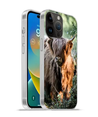 Produktbild von MuchoWow® Handyhülle Schutzhülle Hülle für Apple iPhone 14 Pro Max Schottische Highlander - Wald - Tiere Silikon Softcase Handy Hülle - Hardcover