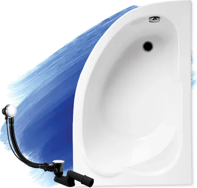 Produktbild von BADLAND Eckbadewanne Badewanne Standard RECHTS 130x85 mit Ablaufgarnitur und Füßen GRATIS ohne Verkleidung