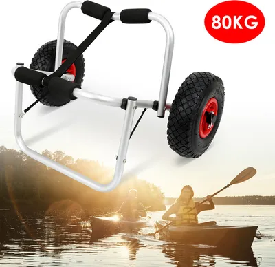 Produktbild von Jopassy  Kanuwagen Kajakwagen Alu Surfwagen klappbar mit Gurt PolyurethanRäder Silber bis 75 kg 68 x 44,5 x 40 cm