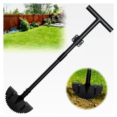 Produktbild von Rasenkantenschneider, 86-106 cm mit verstellbarem T-Griff, Halbmond-Sägezahn, langstieliges Kantenmesser für Gras, Bürgersteige und Einfahrten in Schwarz