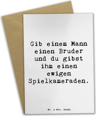 Produktbild von Mr. & Mrs. Panda Grußkarte Spruch Bruder Spielkamerad - Weiß - Geschenk, Großer, Abenteuer, Bruderherz, weihnachtskarten, einladungskarten, osterkarten, hochzeitskarten