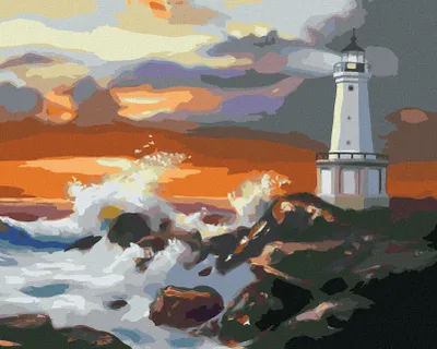 Produktbild von Zuty - Malen nach Zahlen - LEUCHTTURM IN DER ABENDDÄMMERUNG (D. RUSTY RUST), 40x50 cm, ohne Keilrahmen