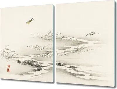 Produktbild von Coloray Hackbrett Herdabdeckplatte 2x40x52 cm Küchenbrett Kochplattenabdeckung Schneidebrett - Vogel Fluss