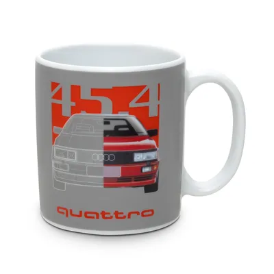 Produktbild von Original Audi quattro 45.4 Tasse Kaffeetasse Porzellantasse Cafe Becher grau/rot