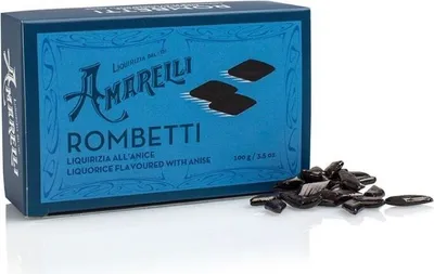 Produktbild von Amarelli Rombetti all'Anice, Hartes Lakritz mit Anis, Box, 100 g, Amarelli Italien
