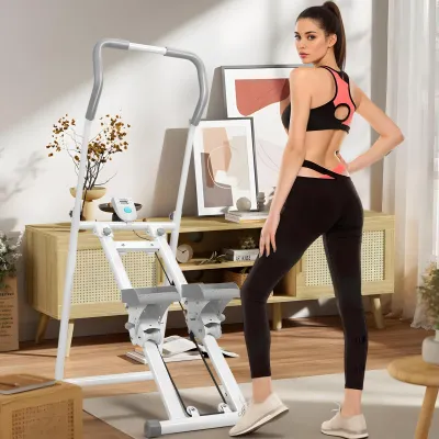 Produktbild von Klappbarer Treppensteiger, Mini-Stepper mit LCD-Display für Ganzkörpertraining, Vertikal-Treppensteiger mit verstellbarem Griff für das Heim-Fitnessstudio bis 120 kg