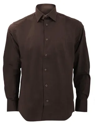 Image de Russell Collection - Chemise pour homme à manches longues FK2104 (S) (chocolat)